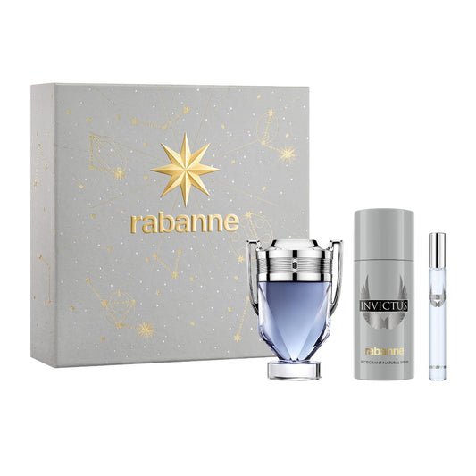Rabanne Invictus 100ml EDT, 150ml Deodorant Spray & 10ml Travel Spray Gift Set