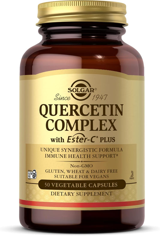 Solgar Quercetin Complex with Ester-C Plus dietary supplement bottle on a white background