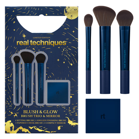 Real Techniques Blush & Glow Brush Trio & Mirror Gift Set