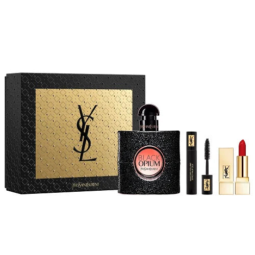 Yves Saint Laurent Black Opium 50ml EDP, 1.3g Lipstick & 2ml Mascara Gift Set