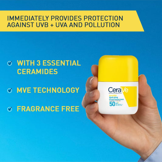 CeraVe Invisible Hydrating Fluid Face Sunscreen SPF50 50ml