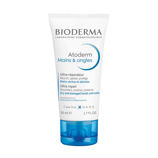 Bioderma Atoderm Hand & Nails Cream - Ultra Repairing & Nourishing Hand Cream & Nail Strengthener, Protect & Hydrate Very Dry & Sensitive Skin, 50ml
