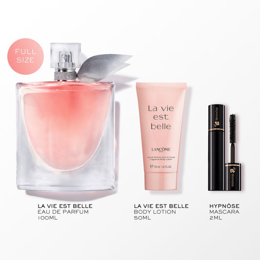 Lancome La Vie Est Belle 100ml EDP, 50ml Body Lotion, 10ml Travel Spray & 2ml Mascara Gift Set