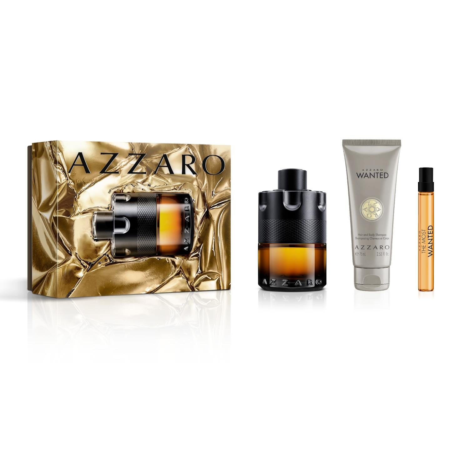 Azzaro The Most Wanted 100ml Parfum, 75ml Hair & Body Shampoo