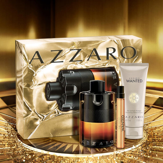 Azzaro The Most Wanted 100ml Parfum, 75ml Hair & Body Shampoo & 10ml Travel Spray Gift Set