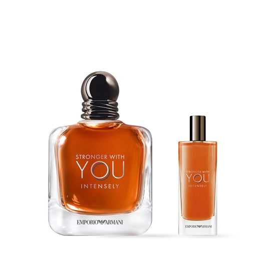 Emporio Armani Stronger With You Intensely 100ml EDP & 15ml Travel Spray Gift Set