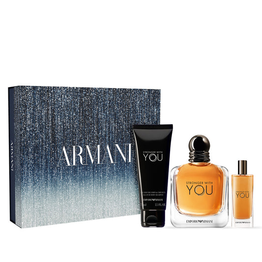 Emporio Armani Stronger With You 100ml EDT, 15ml Travel Spray & 75ml Shower Gel Gift Set