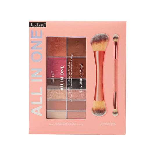 Technic All In One Eyeshadow & Face Powder Palette with Brushes