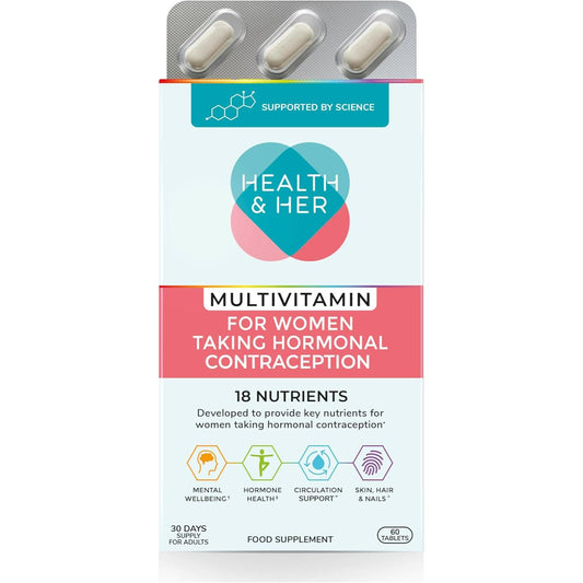 Health & Her Multivitamin for Women on Hormone Contraception, 30 Day Supply Food Supplement