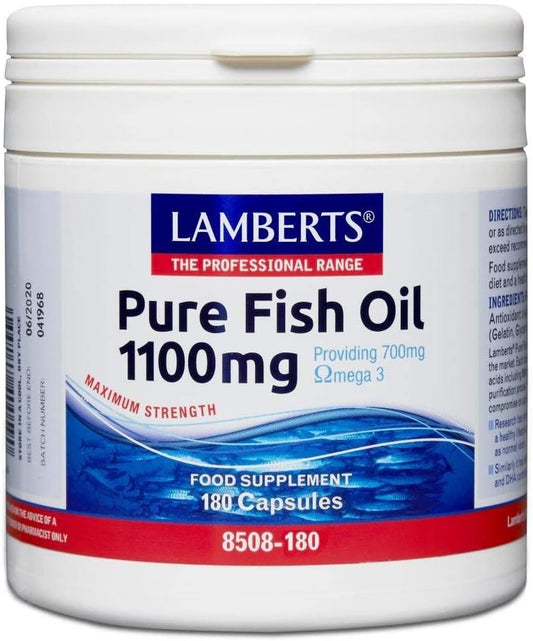 Lamberts Pure Fish Oil 1100mg Omega 3 Capsules - Food Supplement