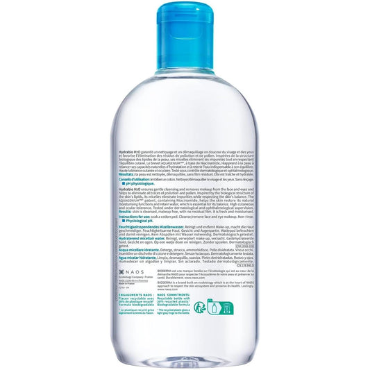 Bioderma Hydrabio H2O 500ml; Cleansing & Moisturising Micellar Water