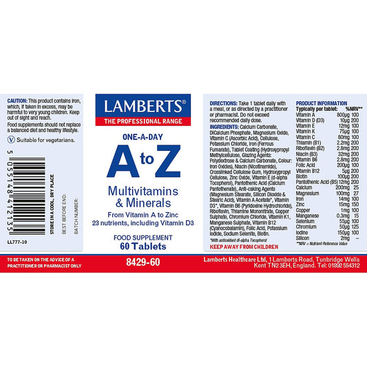 Lamberts A to Z Multivitamins & Minerals Tablets 60 Tablets - Food Supplement