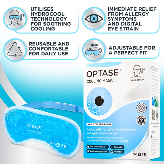OPTASE® Cooling Mask - Reusable Cooling Eye Mask with HydroCool Technology for Relief from Allergy Symptoms, Digital eye Strain and Dry Eye