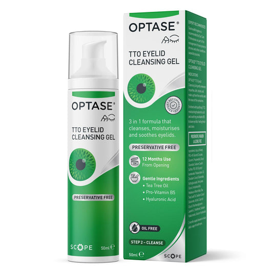 OPTASE® Tea Tree Oil (TTO) Eyelid Cleansing Gel - Daily Eyelid Hygiene to Refresh and Revitalise - Preservative Free - 2 Month Supply - 50ml