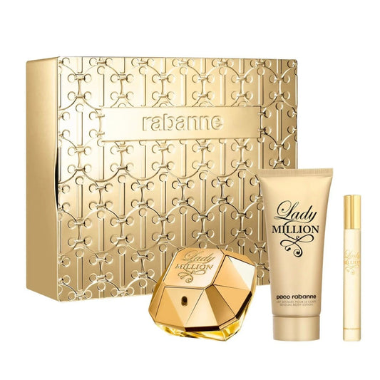 Rabanne Lady Million 80ml EDP, 100ml Body Lotion & 10ml Travel Spray Gift Set