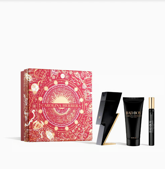 Carolina Herrera 2023 Bad Boy Gift Set 100ML EDT Spray, 100ml Shower Gel & 10ml Travel Spray