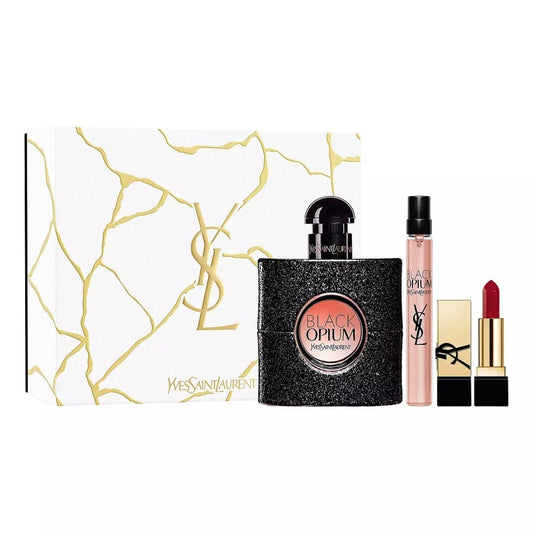 Yves Saint Laurent Black Opium 50ml EDP, 1.3g Lipstick & 10ml Travel Spray Gift Set