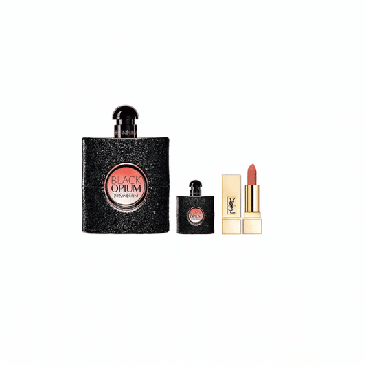 Yves Saint Laurent Black Opium 90ml EDP, Lipstick & 7.5ml Travel Spray