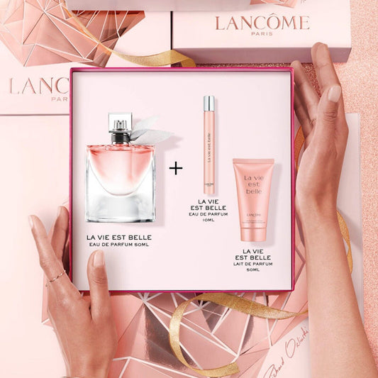 Lancome La Vie Est Belle 50ml EDP, 50ml Body Lotion & 10ml EDP Spray Gift Set