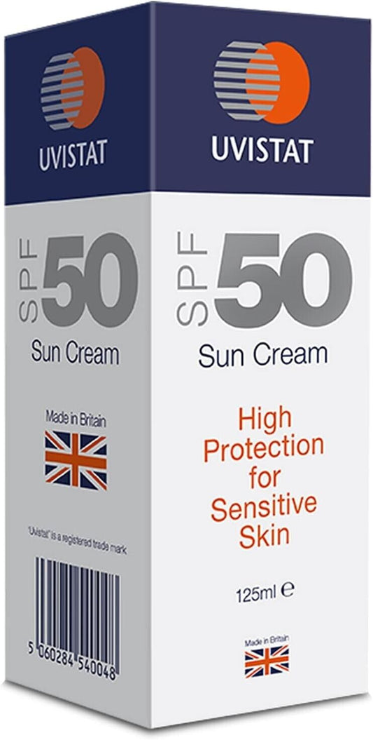 Uvistat Sun Cream SPF50 Moisturising, Water Resistant for Sensitive Skin 125ml