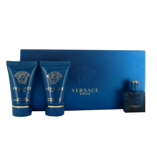 Versace Eros EDT Gift Set; 5ml EDT, 25ml Shower Gel & 25ml Aftershave Balm