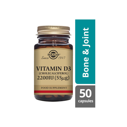 Solgar® Vitamin D3 (Cholecalciferol) 2200 IU (55 µg) Vegetable Capsules - Pack of 50