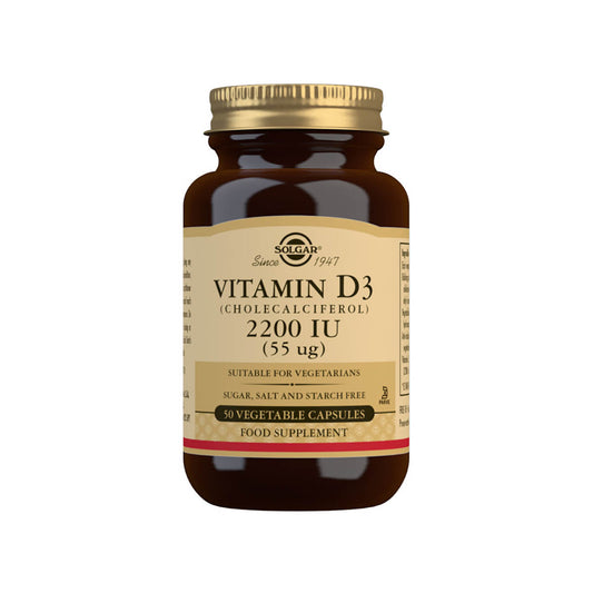 Solgar® Vitamin D3 (Cholecalciferol) 2200 IU (55 µg) Vegetable Capsules - Pack of 50