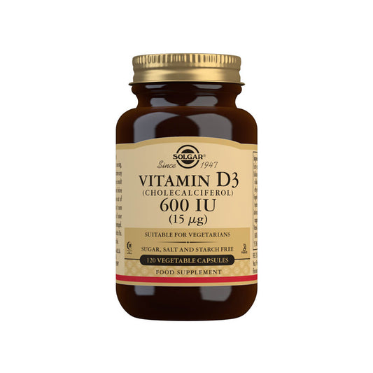 Solgar® Vitamin D3 (Cholecalciferol) 600 IU (15 µg) Vegetable Capsules - Pack of 120