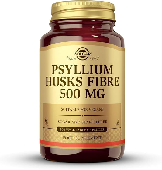 Solgar Psyllium Husks Fibre 500 mg Vegetable Capsules – 200 Capsules