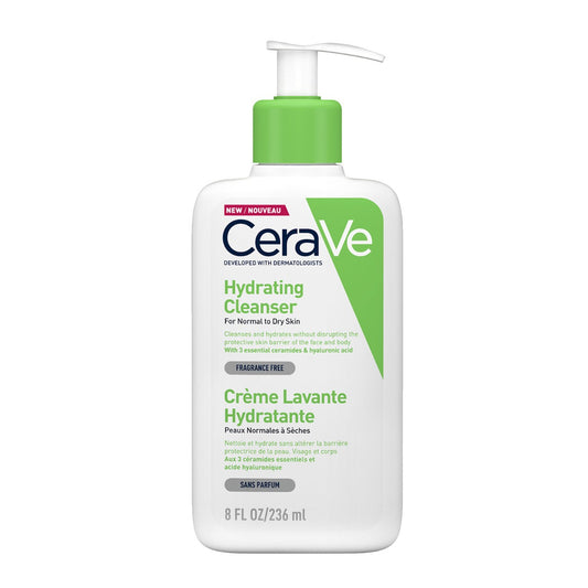 CeraVe Hydrating Cleanser, Latest Version With Hyaluronic Acid, Made in France