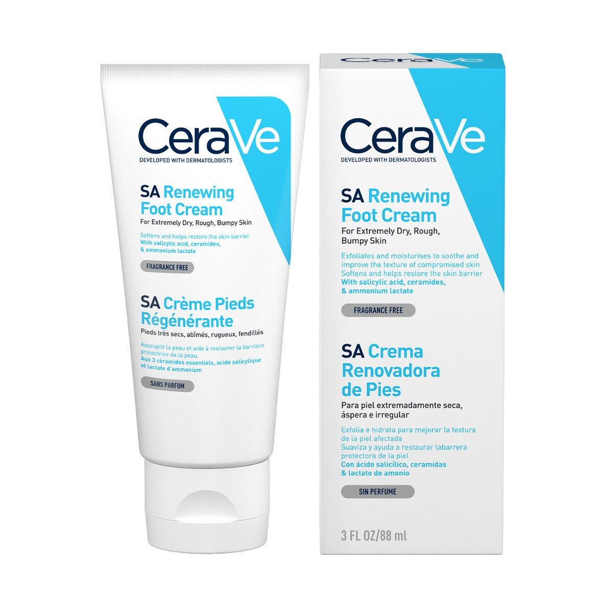 CeraVe SA Renewing Foot Cream with Salicylic Acid for Dry, Rough Feet, 88ml