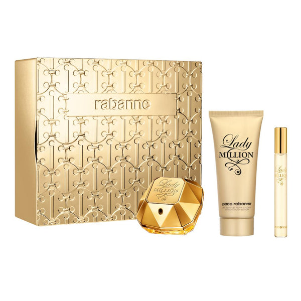 Rabanne Lady Million 80ml EDP, 100ml Body Lotion & 10ml Travel