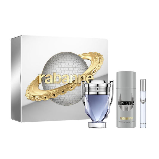 Rabanne Invictus 100ml EDT, 150ml Deo Spray & 10ml Travel Spray Gift Set
