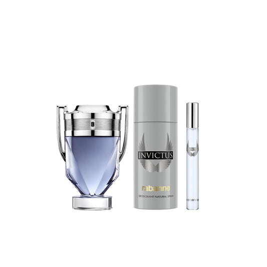Rabanne Invictus 100ml EDT, 150ml Deo Spray & 10ml Travel Spray Gift Set