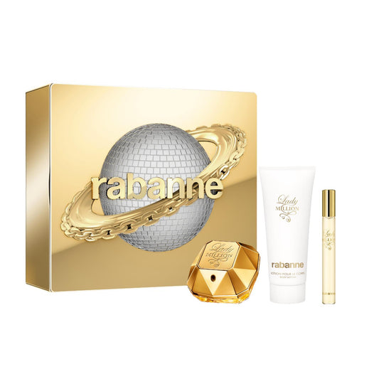 Rabanne Lady Million 50ml EDP, 100ml Body Lotion & Travel Spray Gift Set