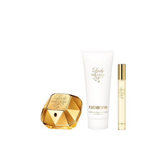 Rabanne Lady Million 50ml EDP, 100ml Body Lotion & Travel Spray Gift Set