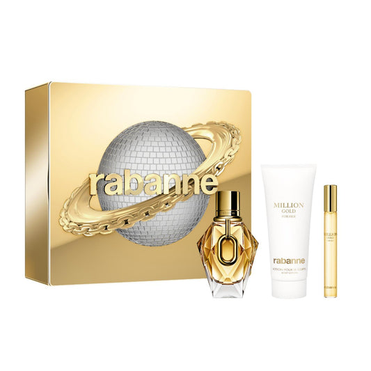 Rabanne Million Gold for Her 50ml EDP, 100ml Body lotion & Travel Spray Gift Set