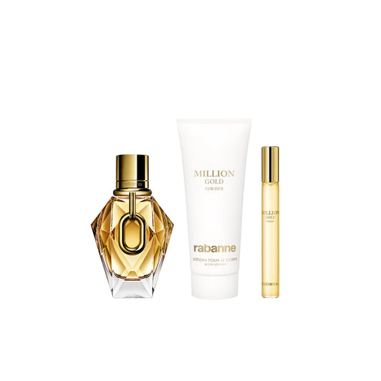 Rabanne Million Gold for Her 50ml EDP, 100ml Body lotion & Travel Spray Gift Set