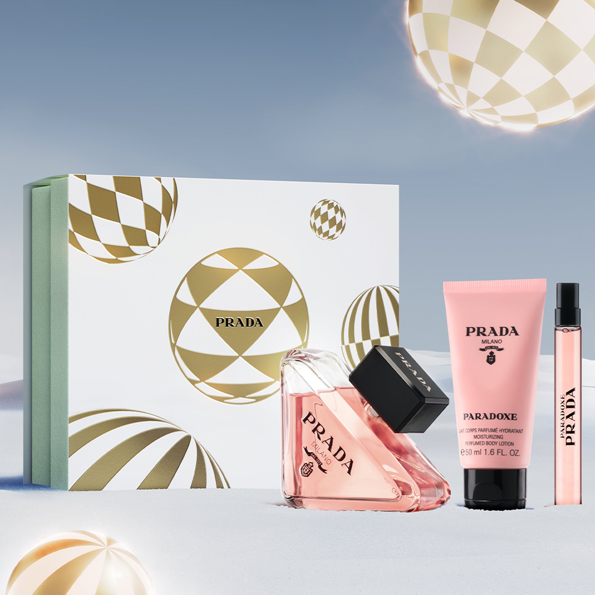 Prada Paradoxe 90ml EDP, 50ml Body Lotion & 10ml Travel Spray Gift