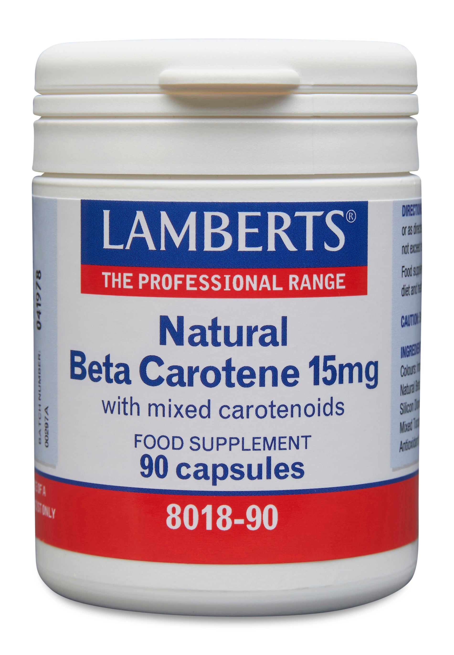 lamberts - 90 Capsules Natural Beta Carotene 15mg