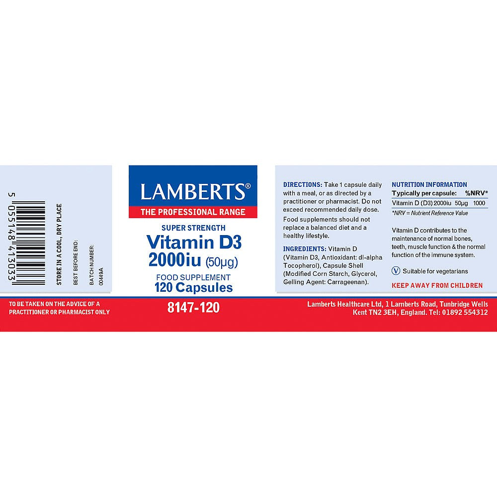 Lamberts Vitamin D3 2000iu 120 Capsules
