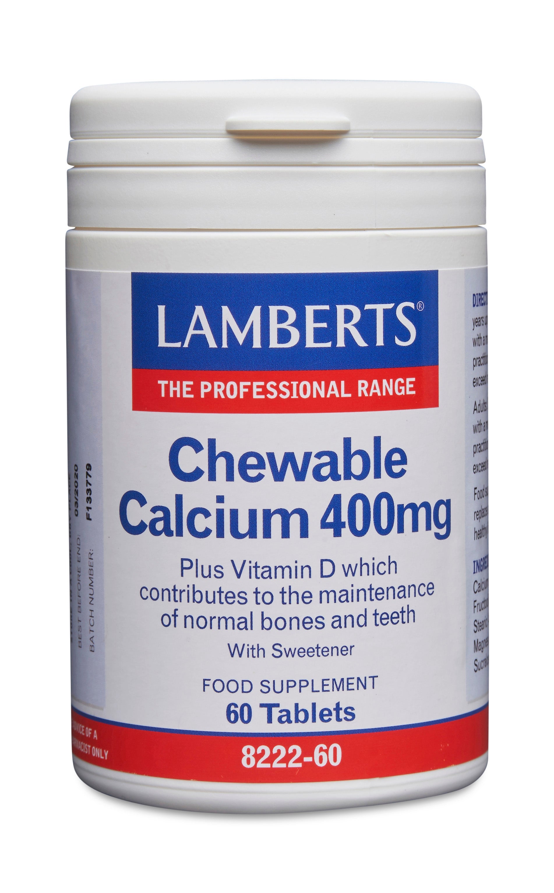 lamberts - 60 Tablets Chewable Calcium 400mg