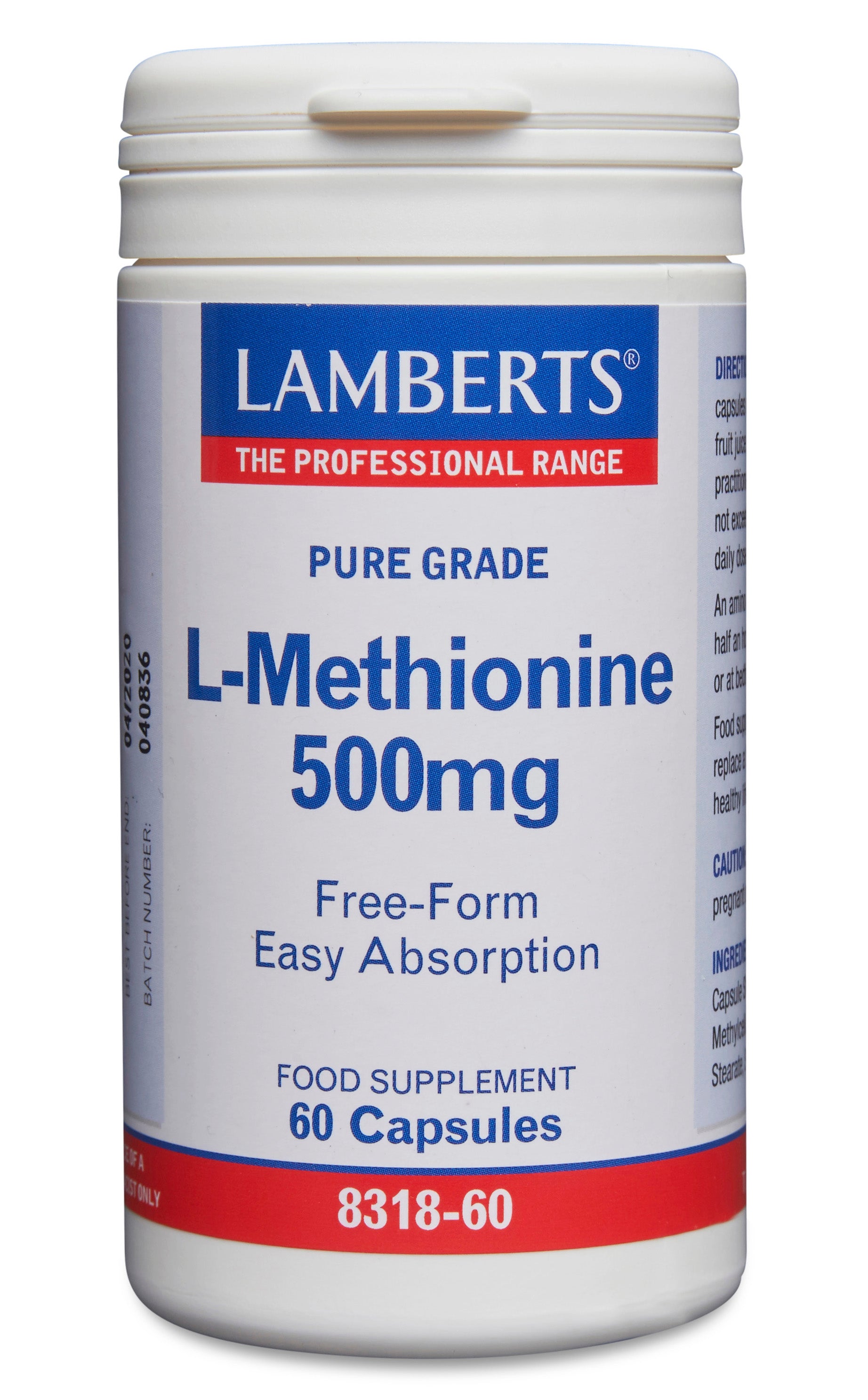 lamberts - 60 Capsules L-Methionine 500mg