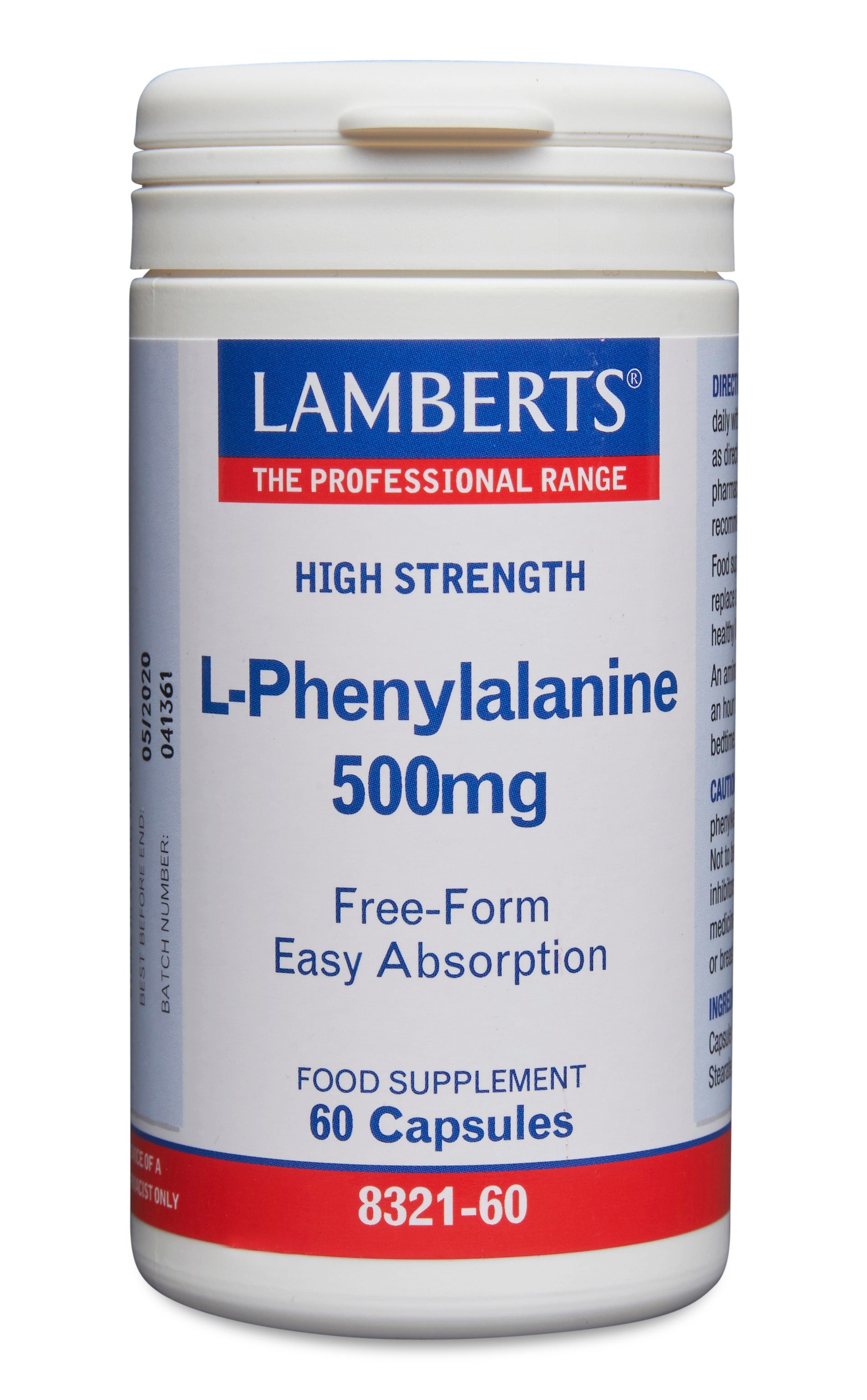 lamberts - 60 Capsules L-Phenylalanine 500mg