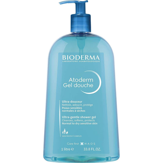 Bioderma Atoderm Shower Gel - Body Wash for Normal, Dry & Sensitive Skin, Gentle Cleanser that Softens & Protects Skin, Soap Free, Subtle Fragrance - 1L