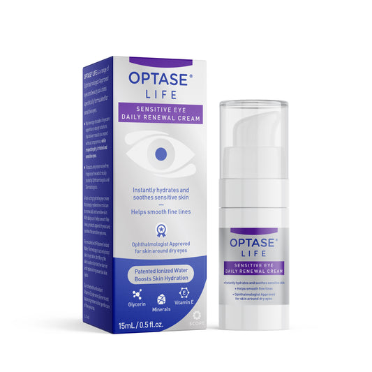 Optase Life Sensitive Eye Daily Renewal Cream – Instantly Hydrating and Soothing Eye Cream with Ionized Water, Glycerin & Vitamin E – Suitable for the Skin around Dry Eyes – 15ml