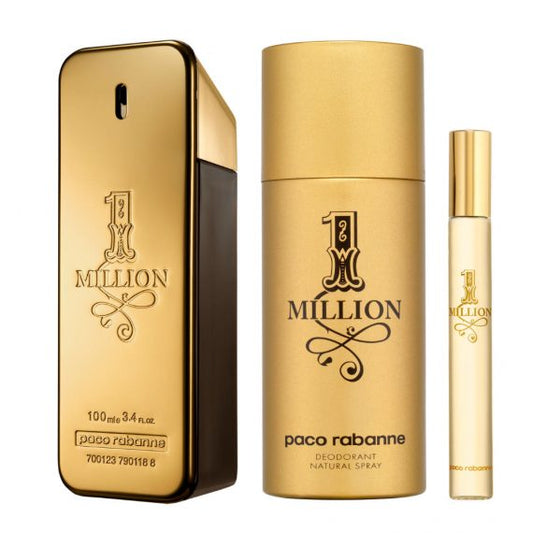 Paco Rabanne 1 Million Gift Set 100ml EDT Spray, 150ml Deodorant Spray & 10ml Mini Spray 2023