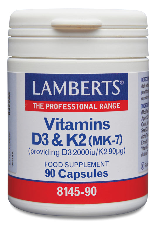 Lamberts Vitamin D3 2000iu & K2 (MK-7) 90µg Capsules 90 Capsules - Food Supplement
