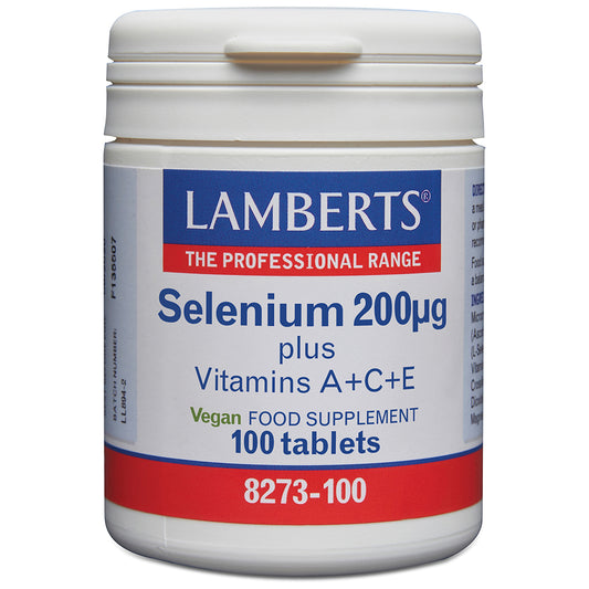 Lamberts Selenium 200µg plus Vitamins A, C & E Tablets 100 Tablets - Food Supplement