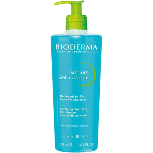 Bioderma Sébium Foaming Gel - Ultra-Gentle Purifying Cleanser for Oily, Combination & Acne Prone Skin, Remove Impurities & Control Shine, 500ml